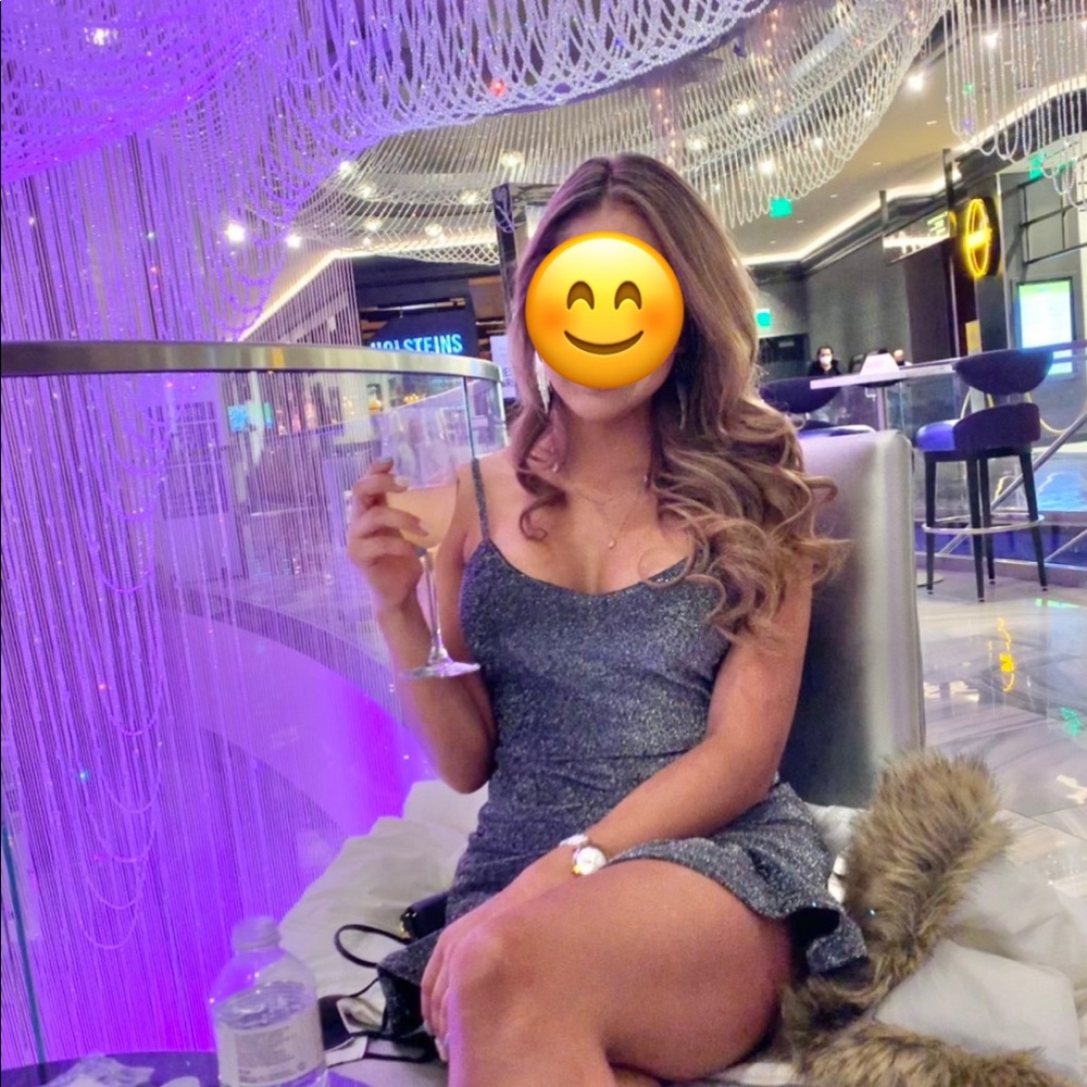 Rushed glitter mini grey dress